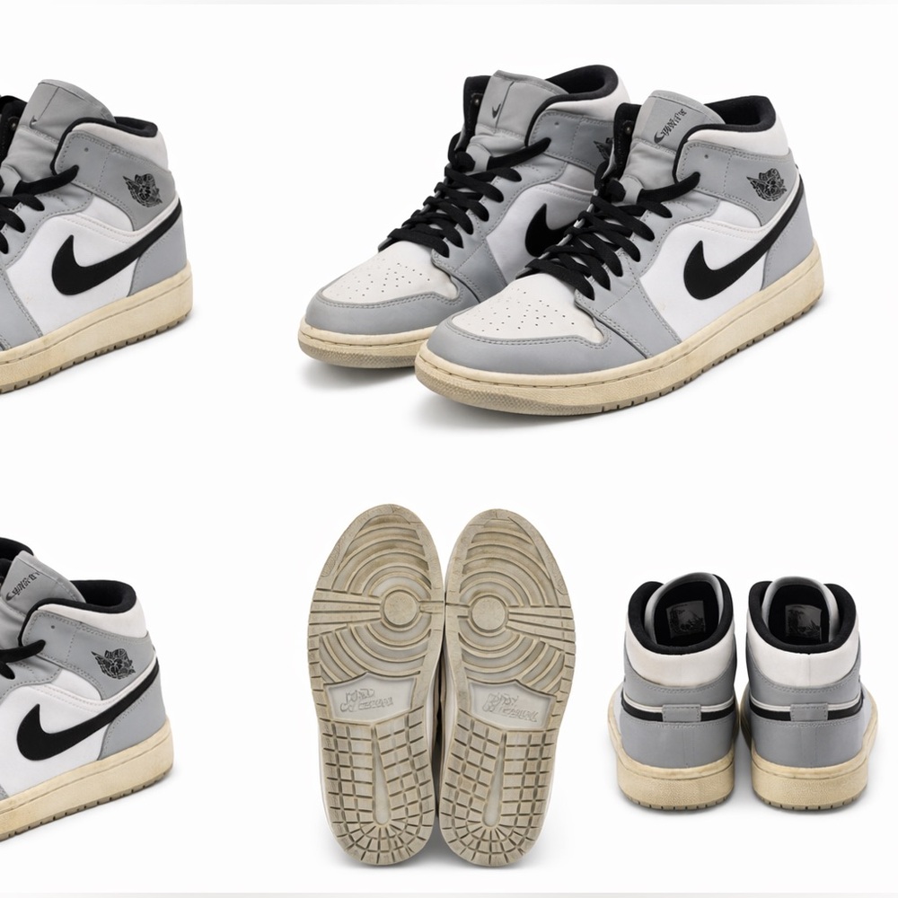 Nike High-Top Sneakers in Light Gray and Black